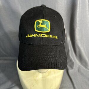 John Deere Black Hat Cap Snapback‎ Adjustable Logo Tractor Farm New w/ Tag